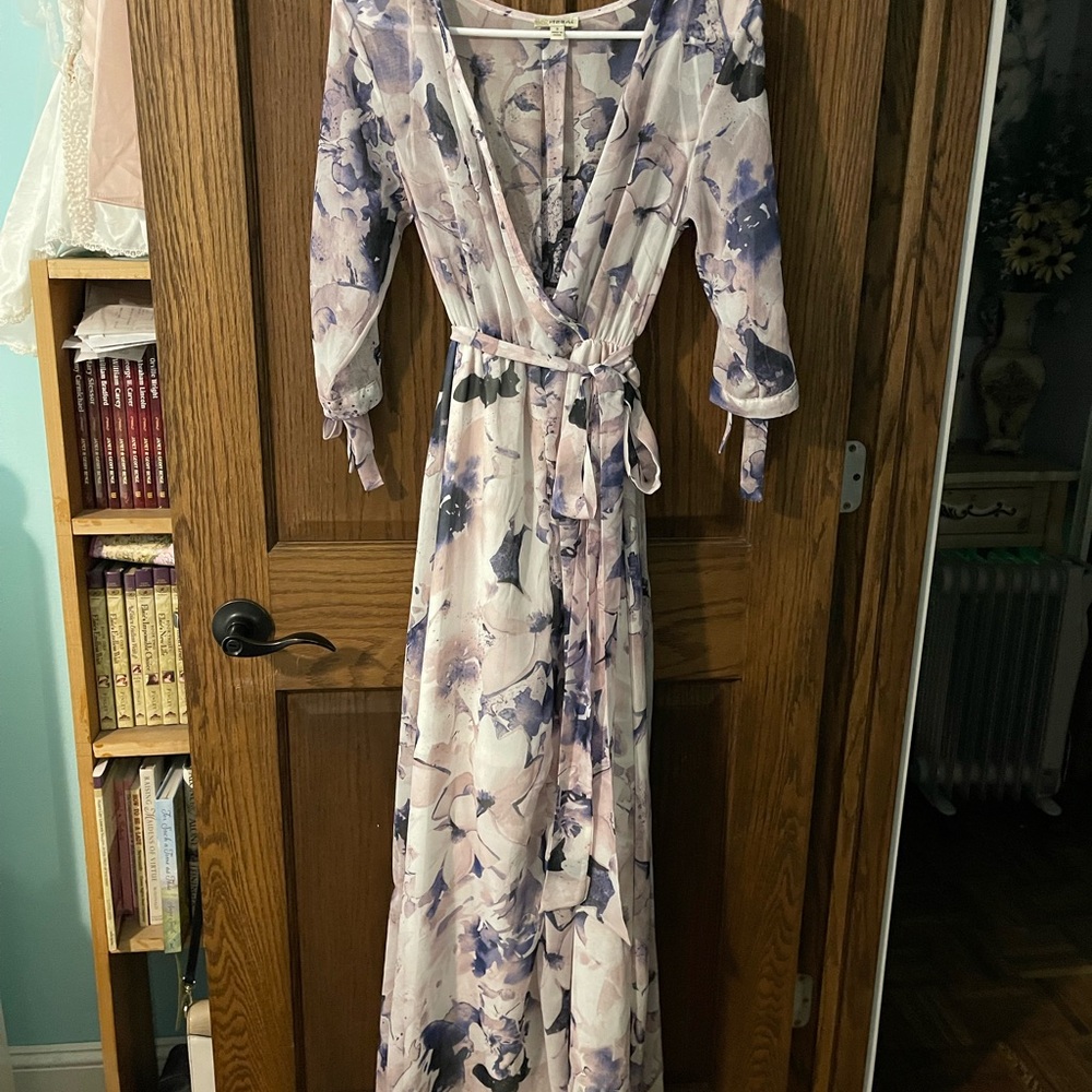 Haani Multicolored Wrap Maxi Dress with Plunge Neckline